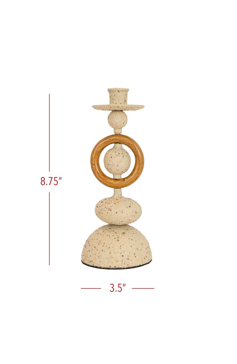 Foreside Home and Garden Textured Metal Stack Taper Holder Tan, Alternate, color, Beige