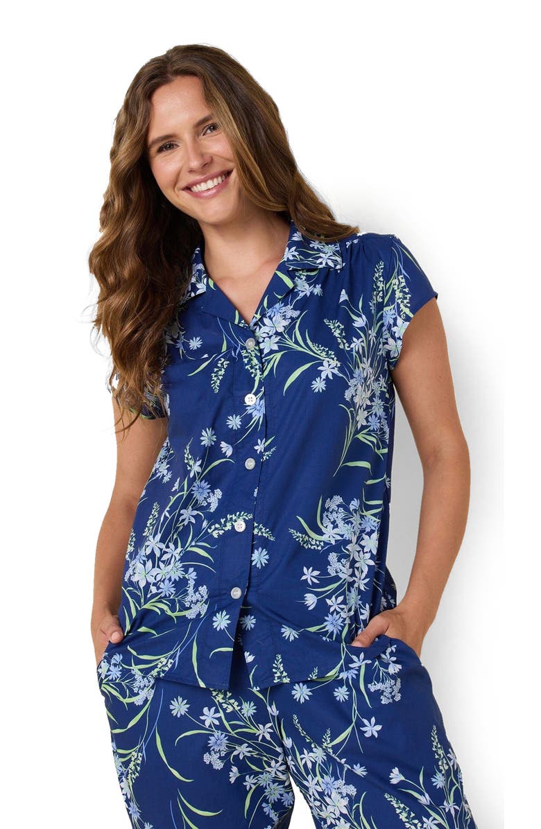 The Cat's Pajamas Luxe Pima Capri Floral Set, Alternate, color, Garden Posy
