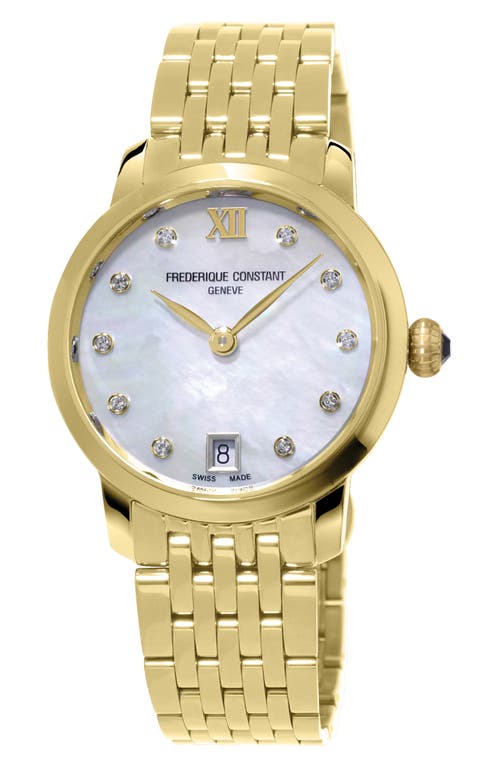 FREDERIQUE CONSTANT Classic Slimline Diamond Bracelet Watch, 30mm in Gold-Tone  product