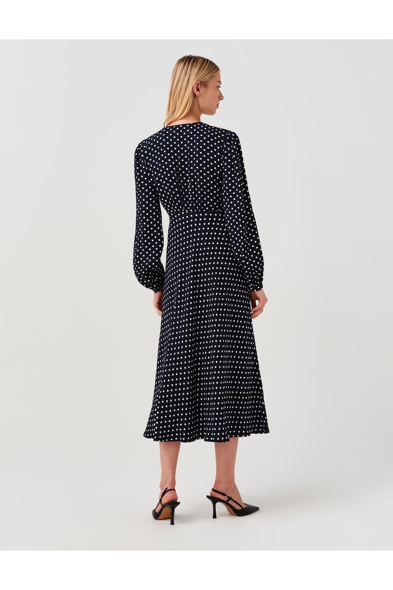 Francesca Spot Button Through Midi Dress, Alternate, color, Navy Spot