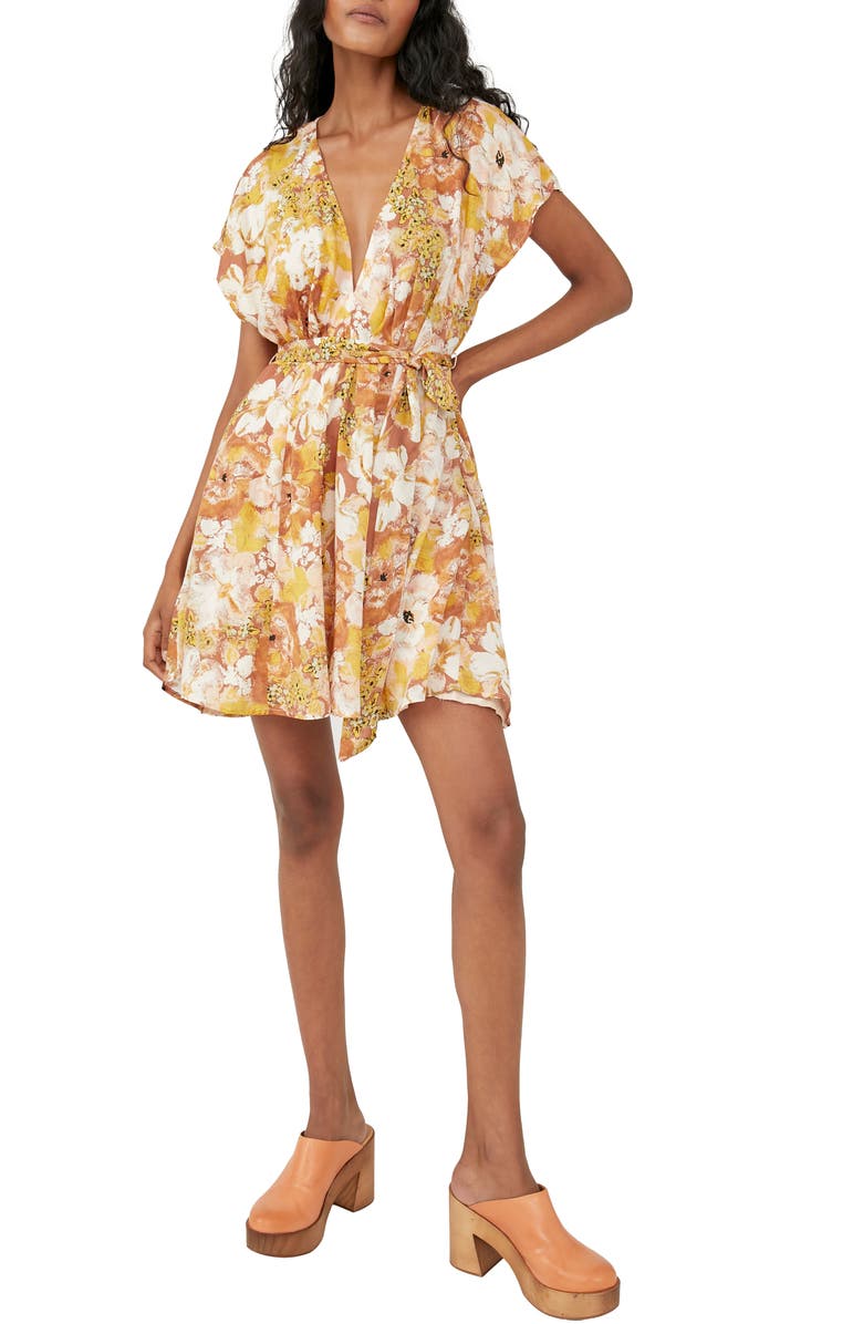 Free People Freddy Tie Waist Minidress, Main, color, 