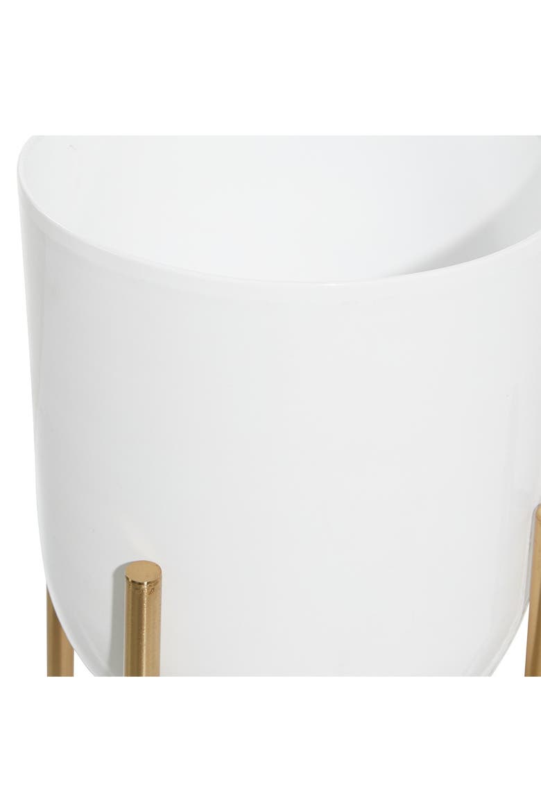 Contemporary White & Gold Floor Planters - Set of 2, Alternate, color, WHITE
