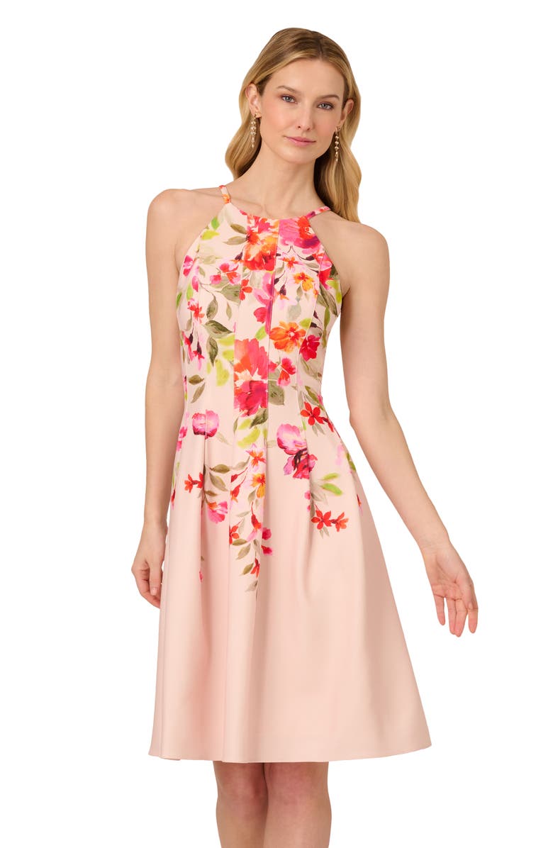Adrianna Papell Placed Floral Dress, Alternate, color, 