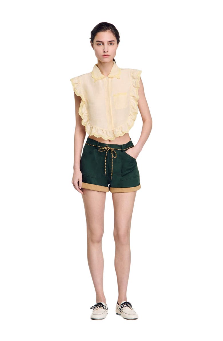 SANDRO Top Shirt collar with lace detail, Alternate, color, 