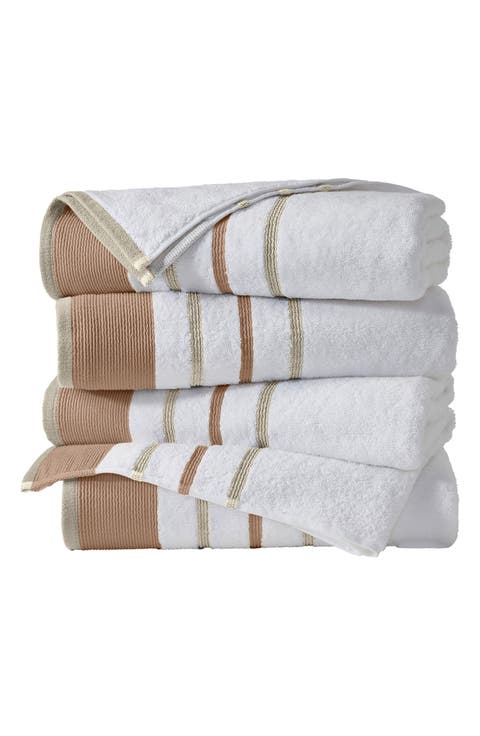 Cotton Textured Stripe 4-Pack Hand Towel Set