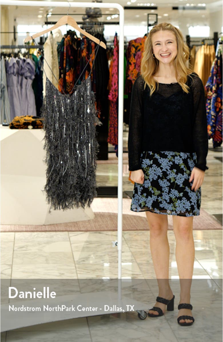 Sequin & Faux Feather Minidress, sales video thumbnail