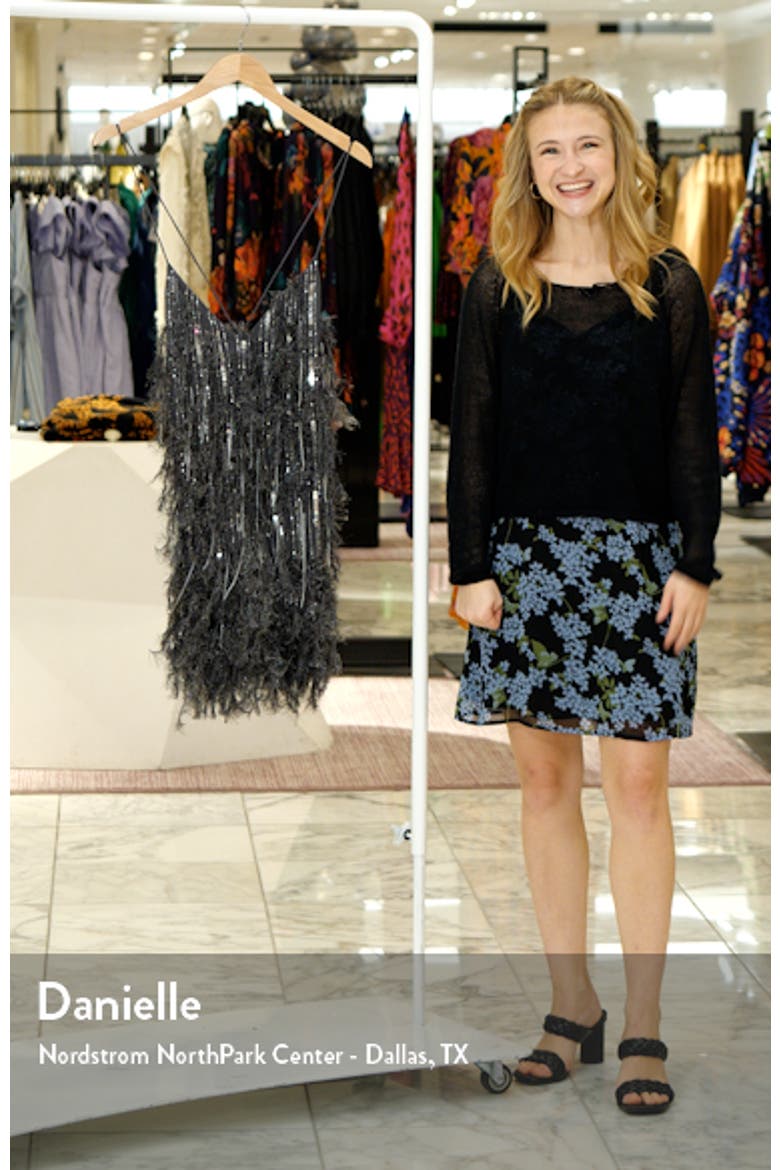 Sequin & Faux Feather Minidress video