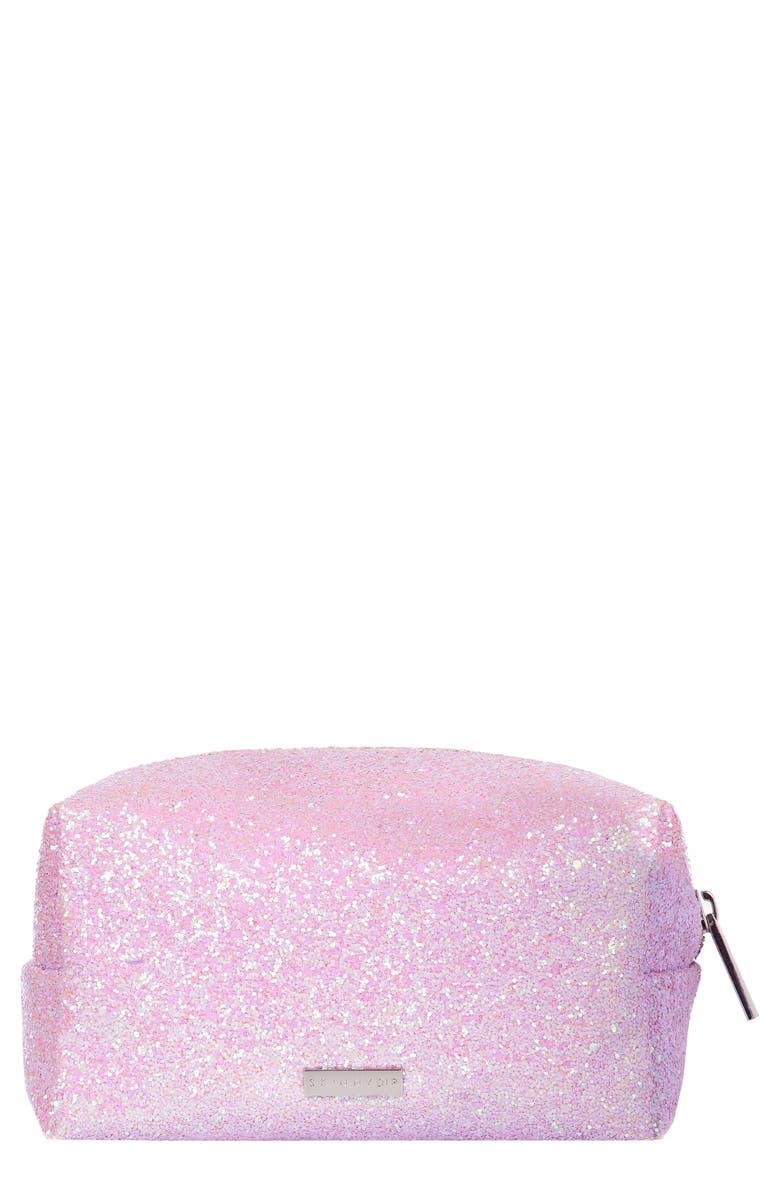 Skinnydip Skinny Dip Pink Glitsy Makeup Bag, Main, color,