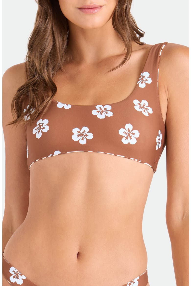 Coco Retro Bloom Reversible Bikini Top, Main, color, DARK BROWN