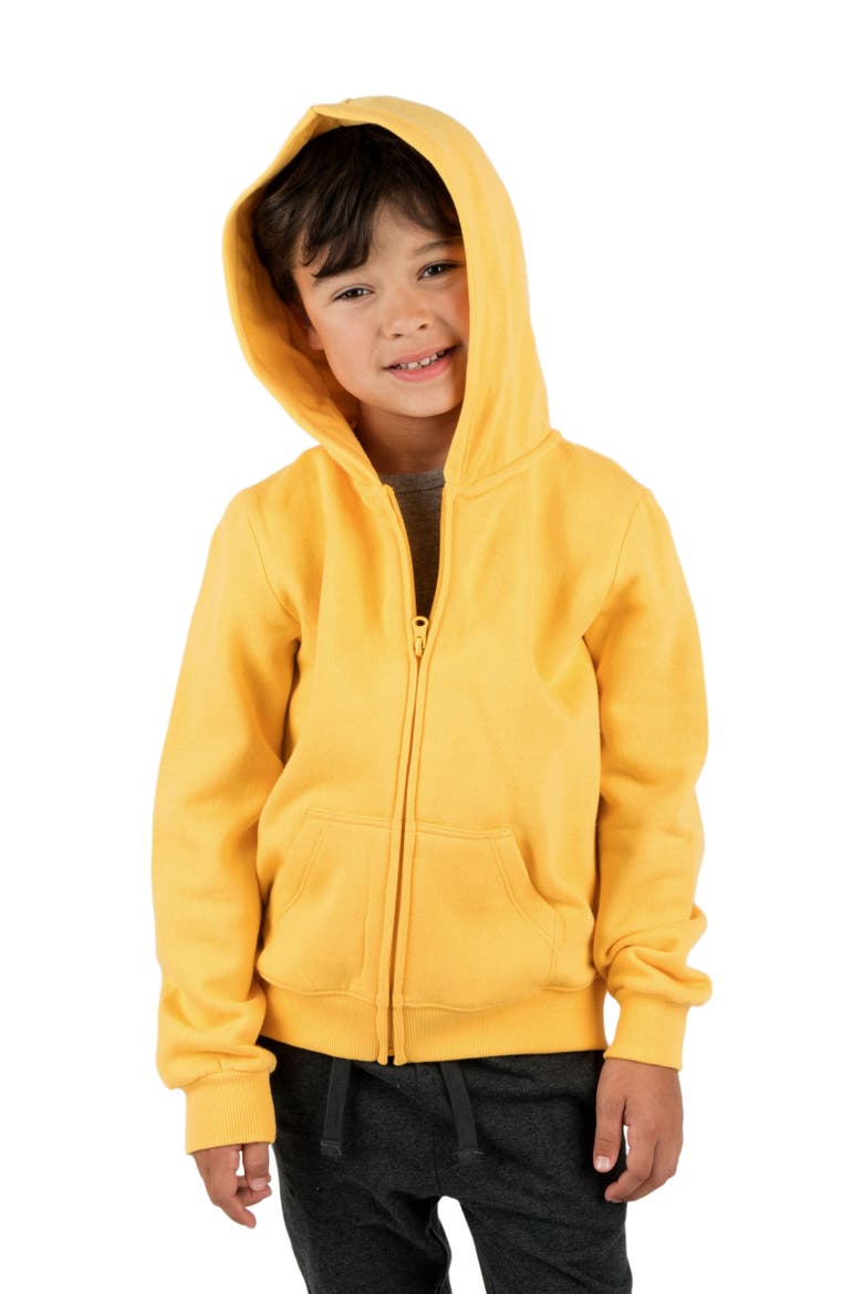 Kids Zip-Up Hoodie, 100% Cotton, Solid Colors, Alternate, color, Yellow