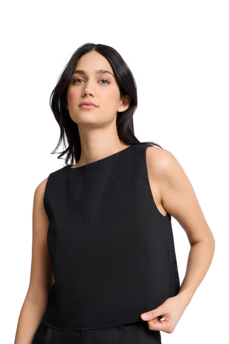 Boatneck Shell Top, Alternate, color, Black