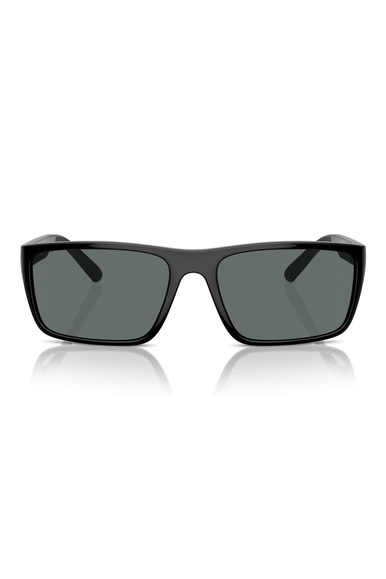 x Scuderia Ferrari 59mm Rectangular Sunglasses, Main, color, BLACK