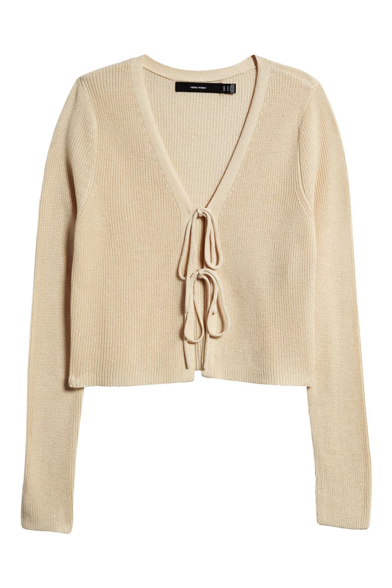 Lexsun Tie Front Cardigan, Alternate, color, BIRCH