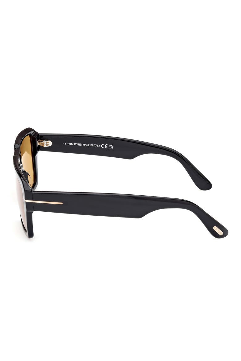 Redford 56mm Navigator Sunglasses, Alternate, color, SHINY BLACK / AMBER