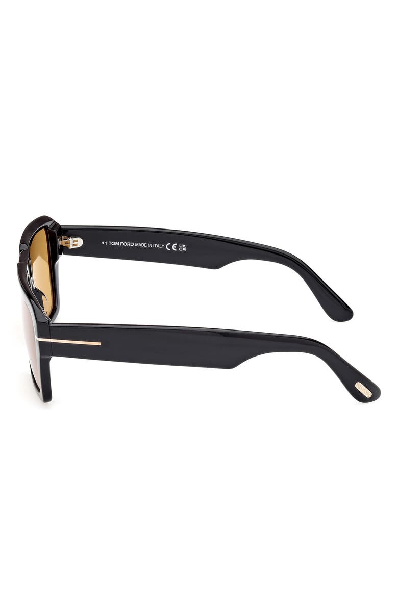 TOM FORD Redford 56mm Navigator Sunglasses, Alternate, color, Shiny Black / Amber