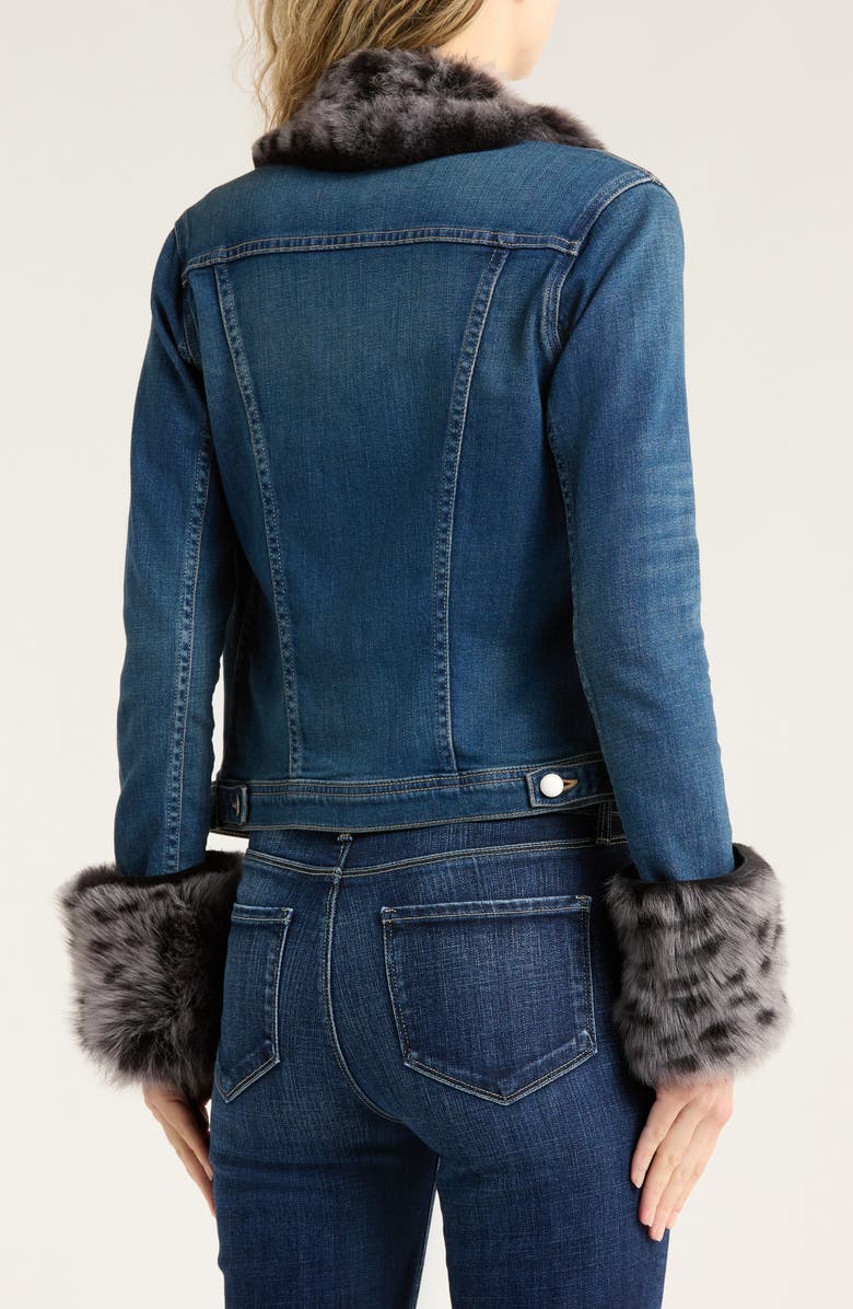 L'AGENCE Shea Genuine Shearling Trim Denim Jacket, Alternate, color, 