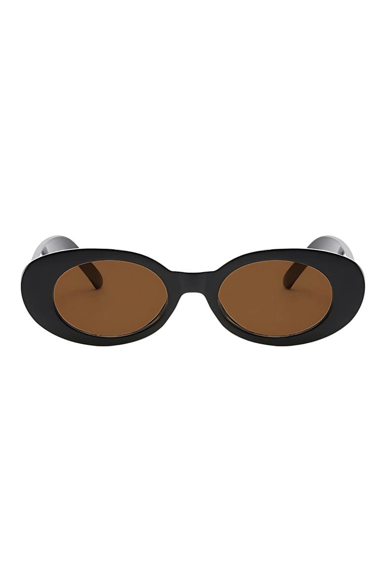 Vivi 50mm Polarized Oval Sunglasses, Main, color, BLACK/ BROWN