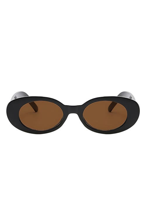 Fifth & Ninth Vivi 50mm Polarized Oval Sunglasses In Black/brown