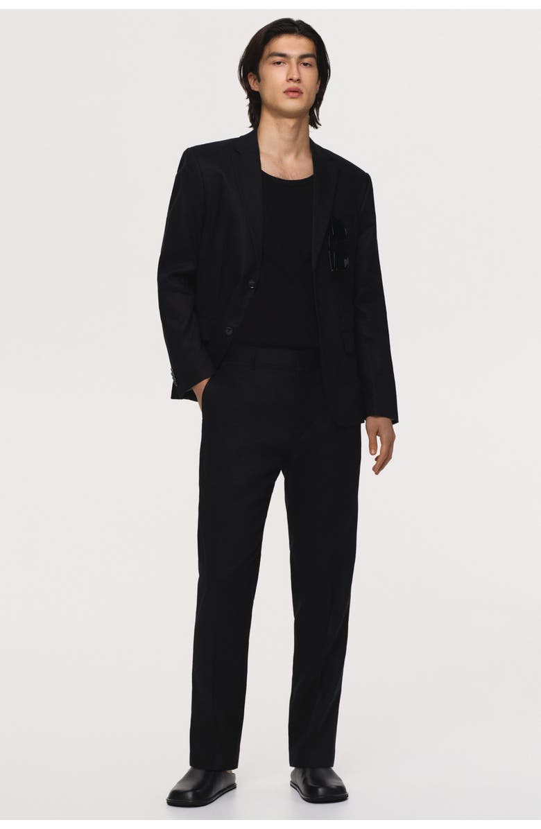 H&M Slim Fit Linen Suit Trousers, Alternate, color, Black