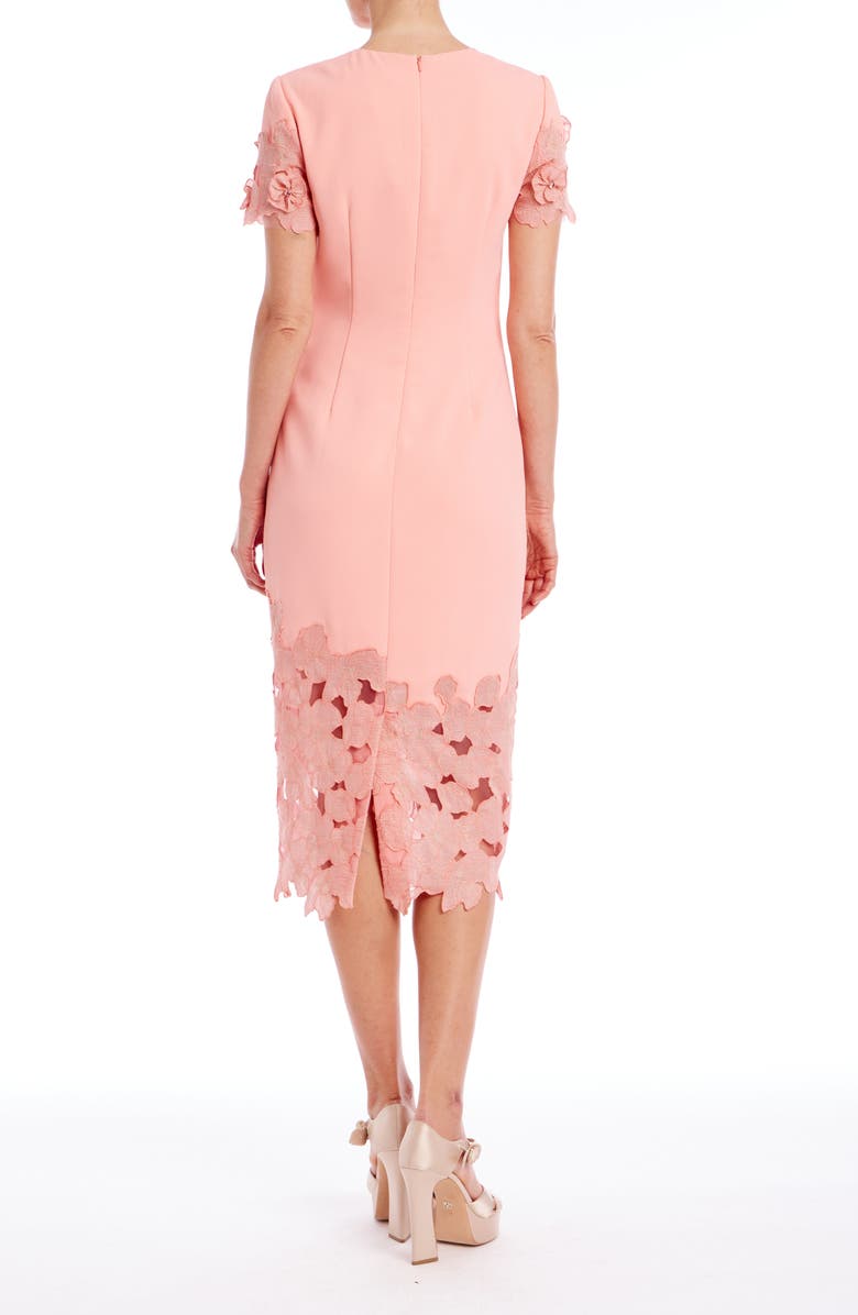 Badgley Mischka Collection Floral Embellished Cocktail Dress, Alternate, color, Coral