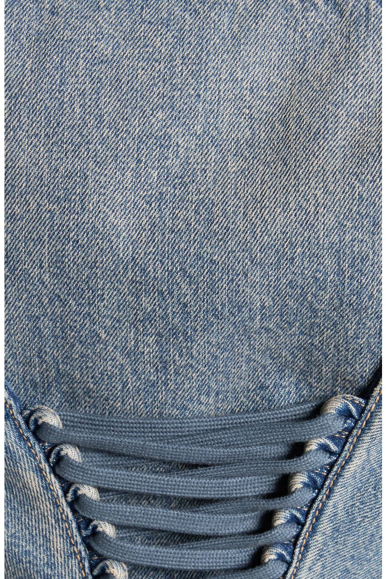 Corset Laced Denim Jacket, Alternate, color, BLUE MIDWASH