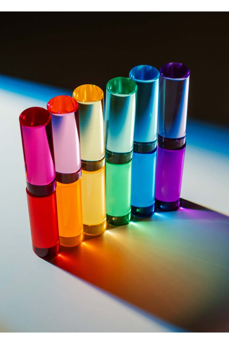 Winnie Rainbow Translucent Acrylic Cylinder Building Blocks - 12 Pieces, Alternate, color, Rainbow