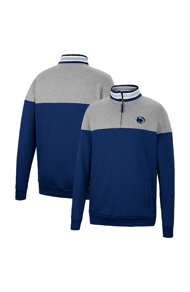 COLOSSEUM Men's Colosseum Navy/Heather Gray Penn State Nittany Lions Be the Ball Quarter-Zip Top, Main, color, 