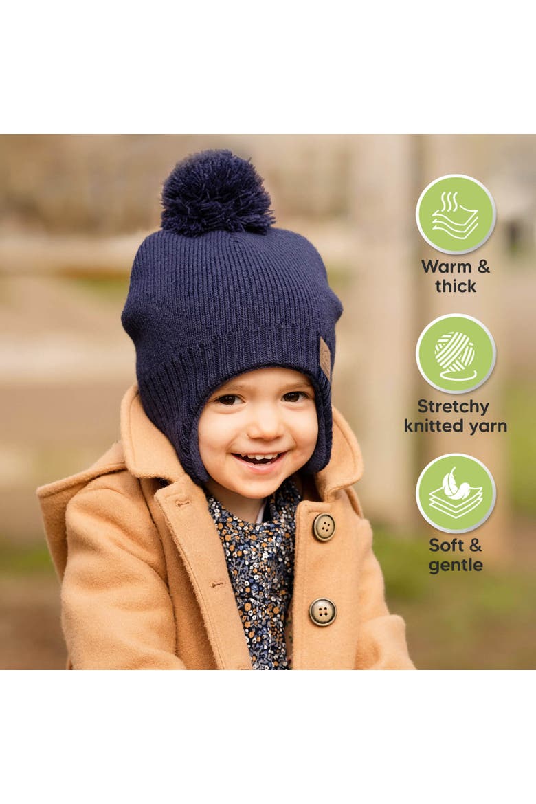 Muff Knitted Beanie, Alternate, color, Navy