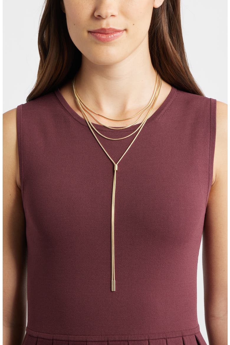Snake Chain Layered Y-Necklace, Alternate, color, GOLD