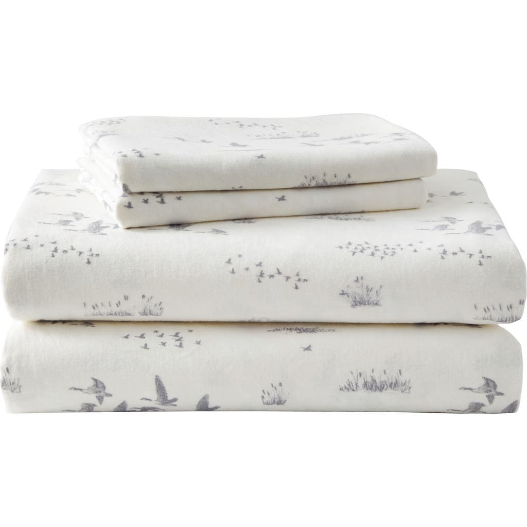 Eddie Bauer Geese Meadow Cotton Flannel Sheet Set In Light Beige
