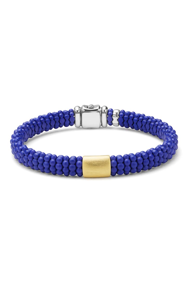 Men's Anthem Ceramic Caviar Beaded Bracelet, Main, color, BLUE/ SILVER