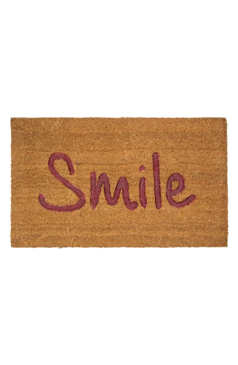 Northlight Natural Coir "Smile" Outdoor Rectangular Doormat 18" x 30", Main, color, Brown