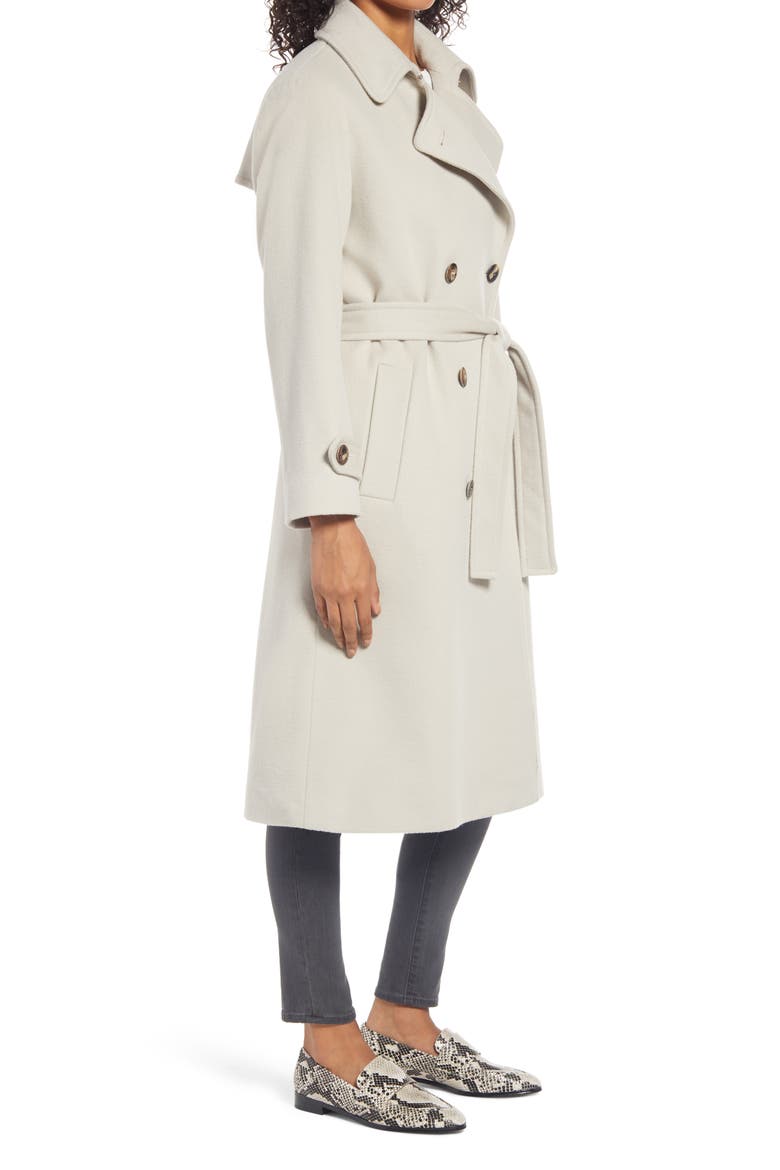 Wool Double Breasted Trench Coat, Alternate, color, SHALE