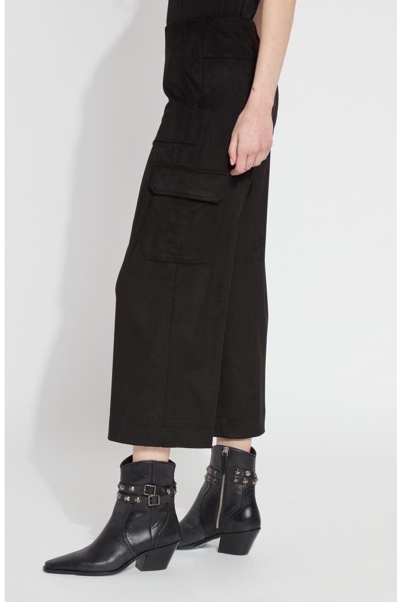 Anita Faux Suede Crop Cargo Pants, Alternate, color, BLACK