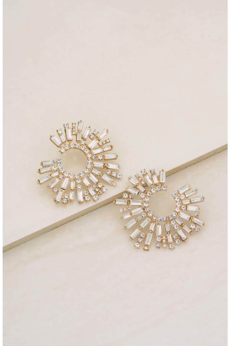 Crystal Frontal Hoop Earrings, Alternate, color, GOLD