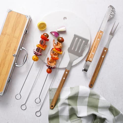 Gibson Home Barbecue Pro 8 Piece Stainless Steel Barbecue Tool Set With Carry Box In Brown