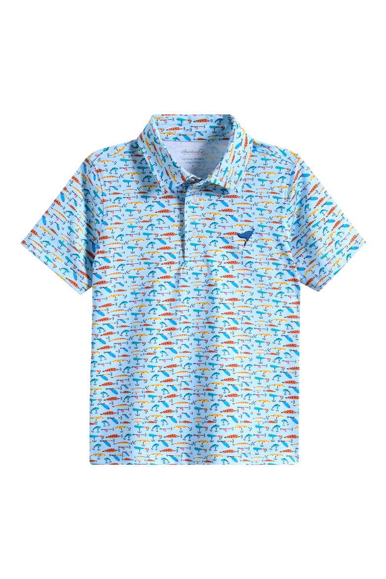 Kids' Fishing Lures Print Polo, Main, color, PASTEL BLUE