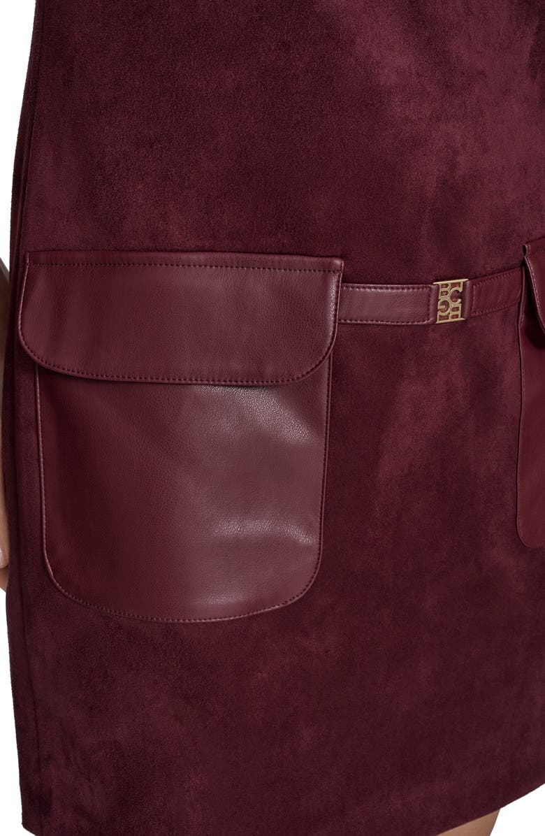 BCBG Sleeveless Faux Suede Minidress, Alternate, color, Syrah