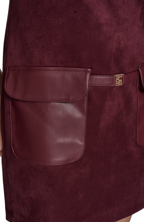 Bcbg Sleeveless Faux Suede Minidress In Burgundy