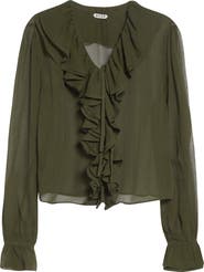 Bode Flounce Ruffle Silk Top