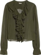 Bode Flounce Ruffle Silk Top