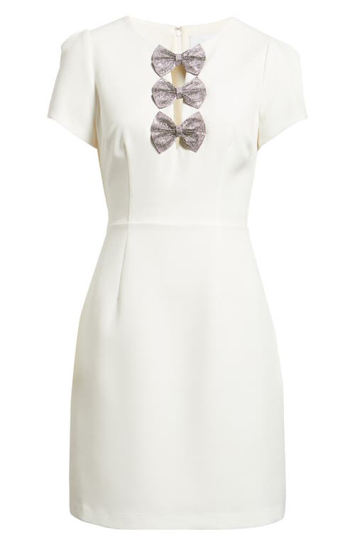 Sam Edelman Rhinestone Bow Detail Satin Dress In White