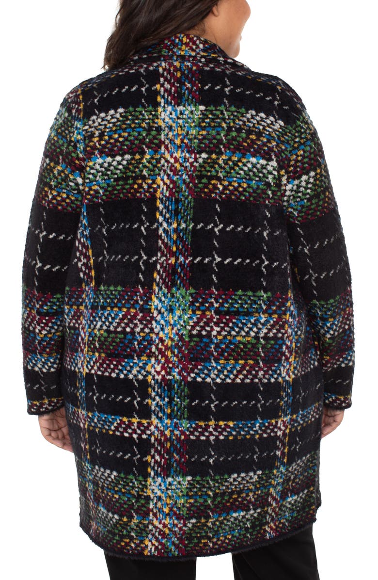 Liverpool Los Angeles Plaid Open Front Sweater Coat, Alternate, color, Black Multi Plaid