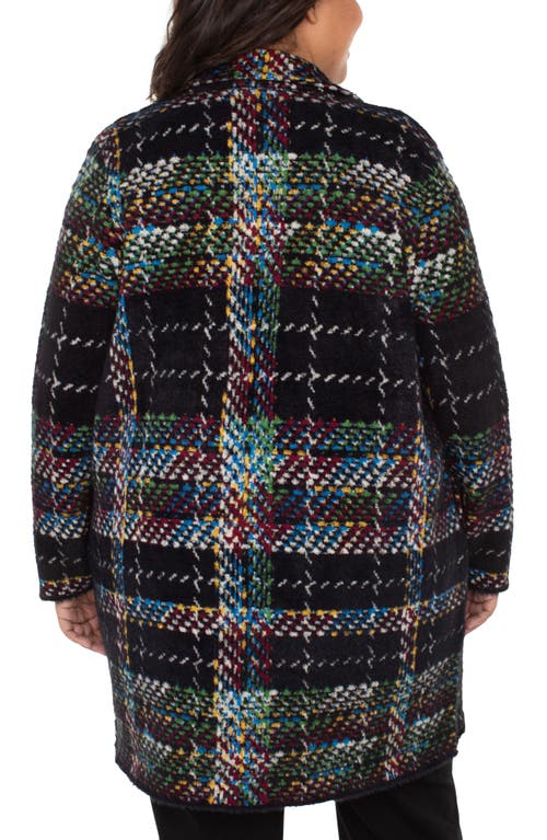 Liverpool Los Angeles Plaid Open Front Sweater Coat In Multi