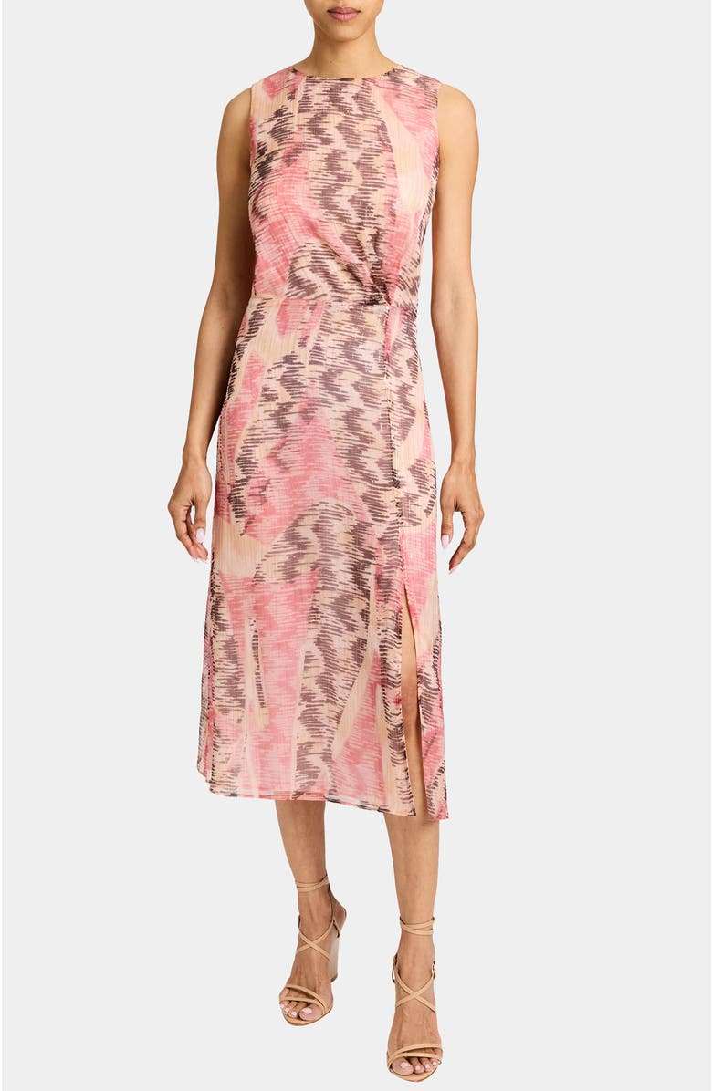 Santorelli DOROTHY A-line Sleeveless Dress in Printed Silk Chiffon, Alternate, color, Sweet Pea Multi