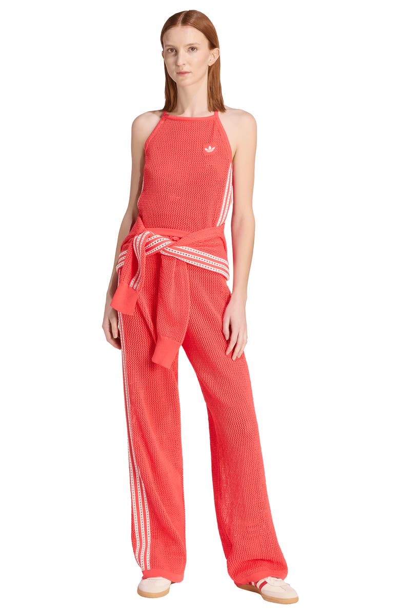 adidas Originals Open Stitch Halter Top, Alternate, color, Semi Lucid Red