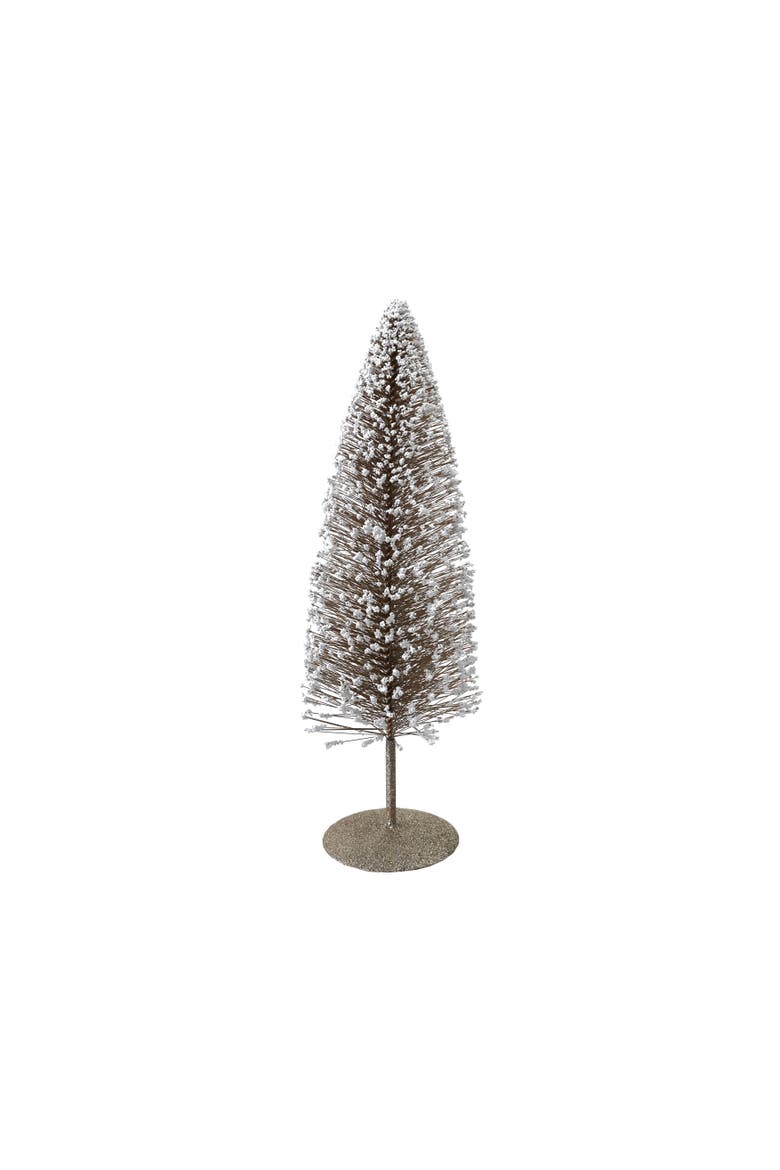 Tall Plastic Bottle Brush Tree with Glitter, Foam Microbeads and Metal Base, Main, color, Gold