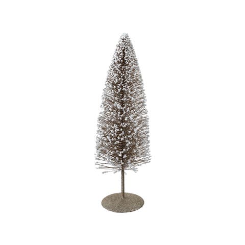 Tall Plastic Bottle Brush Tree with Glitter, Foam Microbeads and Metal Base