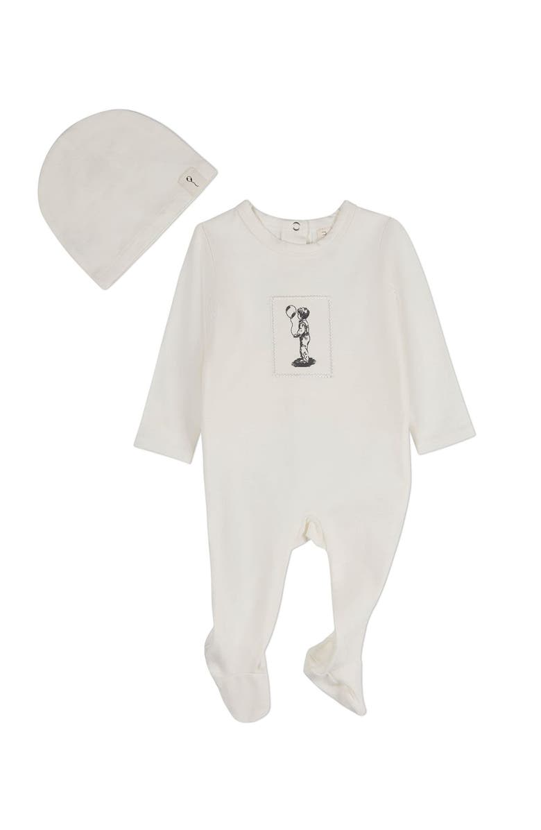 MiniMoi 2 Piece Baby Cotton Rich Footie Set, Main, color, Ivory Mist