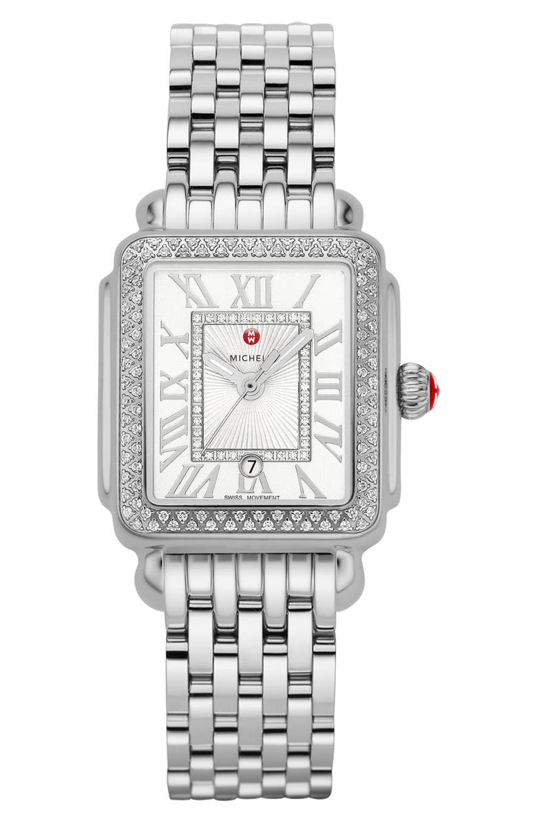 MICHELE Deco Madison Diamond Dial Watch Head, 29mm x 31mm, Alternate, color, 